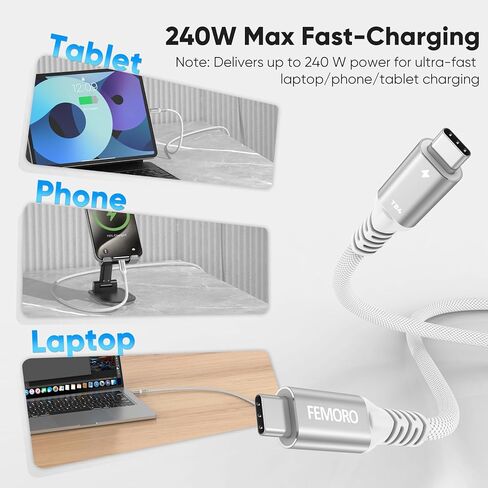 كابل Thunderbolt 4 بطول 6 أقدام، يدعم سلك USB 4 شاشة فيديو 8K@60 هرتز، نقل بيانات 40 جيجابت في الثانية، شحن سريع 240 وات، USB4 نوع C لجهاز Mac Mini iMac MacBook Pro/Air iPad iPhone 17/16/15 شاشة محطة قاعدة الإرساء in Kuwait
