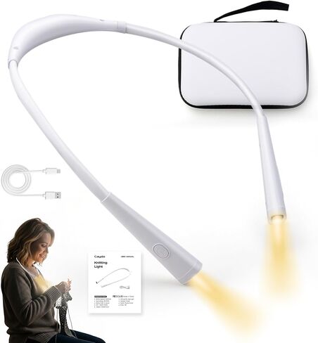 Caydo Knitting Light with Storage Bag, 4 Colors & 5-Step Brightness Neck Light, Book Light for Reading and Crocheting, Around The Neck Lights for Crafts, Rechargeable Knitting Crochet Light in Saudi Arabia