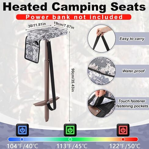 Marsh Seat Padded Mud with Ground Stake, Portable Duck Hunting Chair with Heating Function for Deer Ground Blind Waterfowl Turkey Outdoor Hunting Camping Gear, No Power Bank in Saudi Arabia