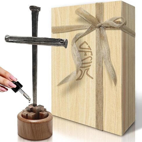 Jesus Christ Crucifixion Nail Metal Cross Wooden Base, Baptism & Religious Gifts for Men Women,Christian Home Decor in Saudi Arabia