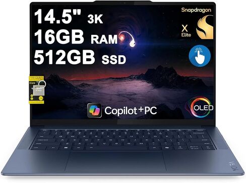 Lenovo Yoga Slim 7 Laptop 14.5" 3K OLED Touch (100% DCI-P3 1000nits HDR Peak) Qualcomm 12-core Snapdragon X Elite (Up to 45 Tops) 32GB RAM 1TB SSD for Designer Business Work Win11 ICP Hub Copilot AI in Saudi Arabia