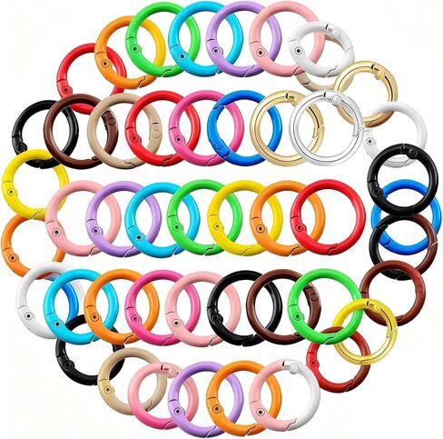 مفتاح سلسلة المفاتيح حلقات السائبة 50 قطع معدنية ملونة جولة دائرة حلقة تسلق مفتاح حلقة كليب المفاتيح يا حلقة السنانير الربيع المفاجئة خواتم DIY للحقائب والمحافظ صنع الموردين in Kuwait