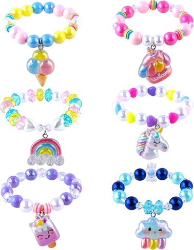 Niceup Cat Charm Bracelets Sparkling Kitten Party Favor Bracelets 6PCS Pinata Filler Kid's Play Bracelets Friendship Kitty Meow Pawty Theme Brithday Gift for Girls in Kuwait