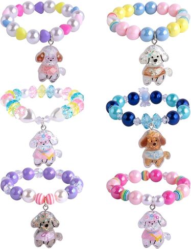 Niceup Cat Charm Bracelets Sparkling Kitten Party Favor Bracelets 6PCS Pinata Filler Kid's Play Bracelets Friendship Kitty Meow Pawty Theme Brithday Gift for Girls in Kuwait
