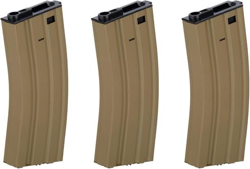 مشبك مجلة Lancer التكتيكي المعدني الكامل M4/M16 300 ذو السعة العالية AEG Airsoft (أسمر/عبوة من 3) in Kuwait