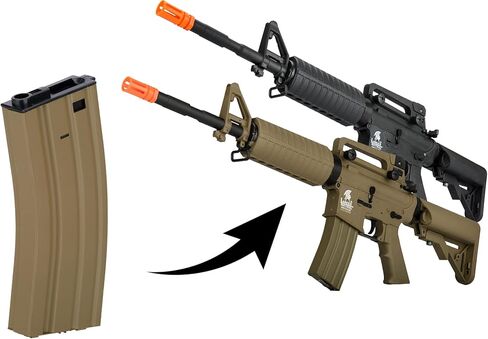 مشبك مجلة Lancer التكتيكي المعدني الكامل M4/M16 300 ذو السعة العالية AEG Airsoft (أسمر/عبوة من 3) in Kuwait
