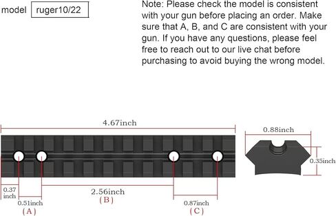 TPO Ruger 10/22 Picatinny Rail Mount for Red Dot, Scopes, Optics in Kuwait