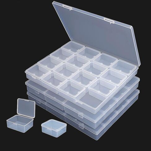 LJY 16 Grid Bead Storage Box -Modular Square Plastic Boxes For Nestable And Individual Use,Suitable For Jewelry,Earrings,Rings,Diamonds,Hardware,Fishing,Rhinestone Organizer, Portable Plastic Box in Saudi Arabia