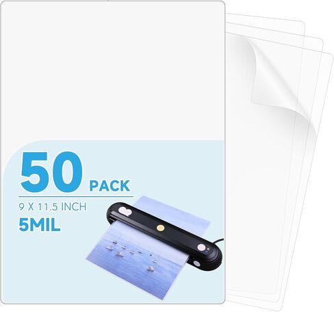 Gueevin 50 Pcs Anti-UV Thermal Laminating Sheets 9 x 11.5 Inch, 5 mil Clear Thermal Lamination Sheet UV Protection for for Laminator, Photos, Files in Saudi Arabia