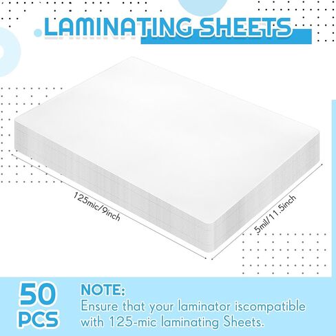 Gueevin 50 Pcs Anti-UV Thermal Laminating Sheets 9 x 11.5 Inch, 5 mil Clear Thermal Lamination Sheet UV Protection for for Laminator, Photos, Files in Saudi Arabia