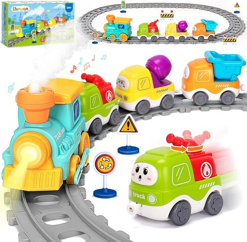 Electric Train Set for Toddlers, Realistic Steam Train Toys for Kids with Tracks, Animal Toys for Toddlers 1-3 with Music & Lights, Christmas Birthday Gifts for 1 2 3 4 5 Year Old Boys Girls in Saudi Arabia
