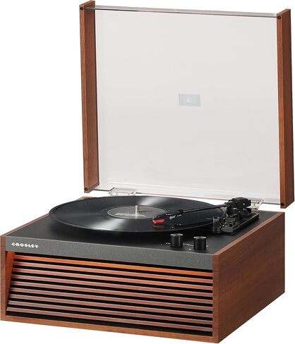 Crosley CR6237AFT-NA Dean 3-Speed Bluetooth in/Out Vinyl Record Player Turntable with Built-in Speakers, LED Lights and Detachable Legs, Natural in Saudi Arabia