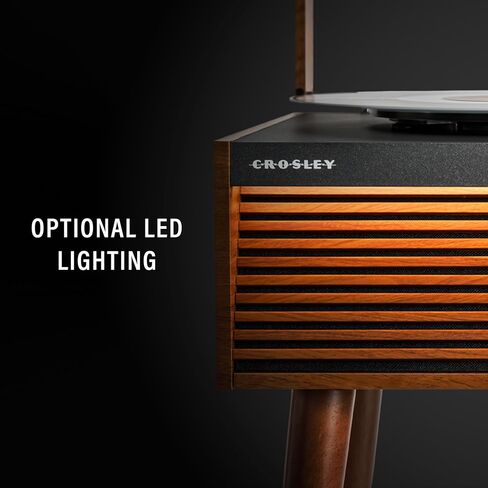 Crosley CR6237AFT-NA Dean 3-Speed Bluetooth in/Out Vinyl Record Player Turntable with Built-in Speakers, LED Lights and Detachable Legs, Natural in Saudi Arabia