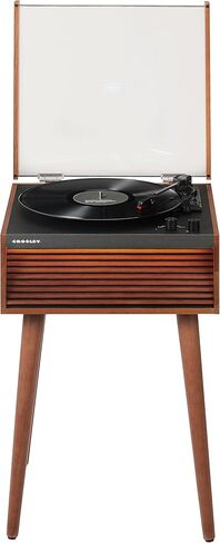 Crosley CR6237AFT-NA Dean 3-Speed Bluetooth in/Out Vinyl Record Player Turntable with Built-in Speakers, LED Lights and Detachable Legs, Natural in Saudi Arabia