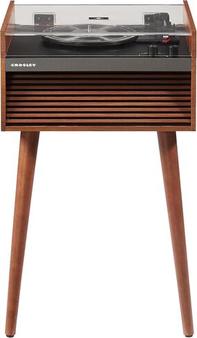 Crosley CR6237AFT-NA Dean 3-Speed Bluetooth in/Out Vinyl Record Player Turntable with Built-in Speakers, LED Lights and Detachable Legs, Natural in Saudi Arabia