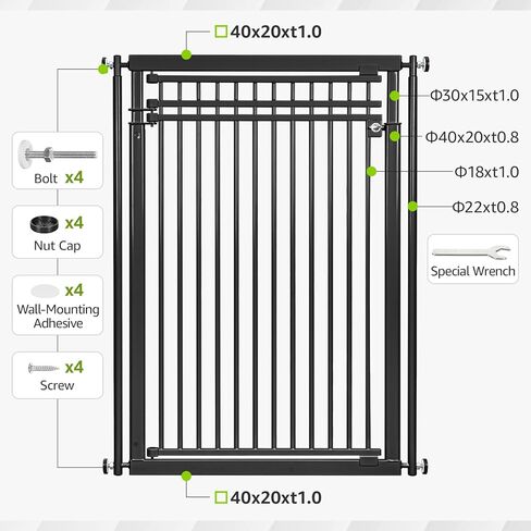 بوابة للقطط بطول إضافي 78.8 بوصة، باب معدني آمن للقطط بعرض 28.3-33 بوصة، مثبت بالضغط وسهل المشي عبر بوابة الحيوانات الأليفة مع باب للسلالم والمداخل، أسود in Kuwait