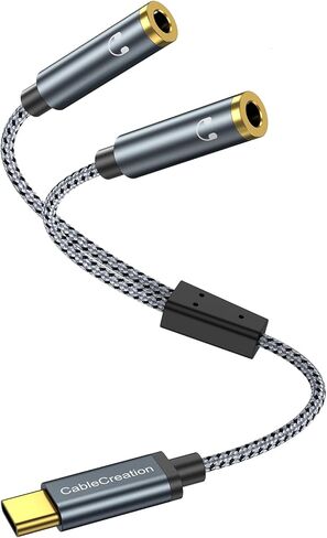 CableCreation USB C إلى مقسم سماعة رأس أنثى مزدوج 3.5 مم (1FT)، محول سماعة رأس من النوع C إلى مزدوج 3.5 مم أنثى متوافق مع iPhone 17/16/15 Pro Max وGalaxy S24 S23 وPixel4/3 in Kuwait