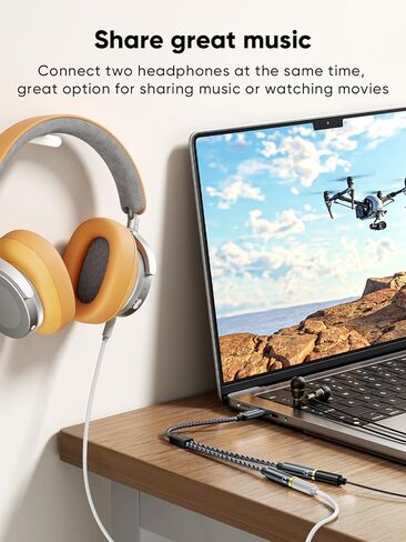 CableCreation USB C إلى مقسم سماعة رأس أنثى مزدوج 3.5 مم (1FT)، محول سماعة رأس من النوع C إلى مزدوج 3.5 مم أنثى متوافق مع iPhone 17/16/15 Pro Max وGalaxy S24 S23 وPixel4/3 in Kuwait