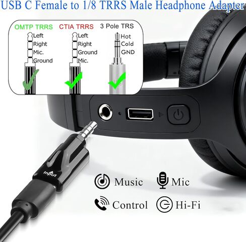 QIANRENON USB C to 3.5mm Headphone Adapter USB C Female to TRRS 3.5mm Male Audio Connector Type C to 4 Pole 1/8 Headset Plug Converter DAC Decoding, for AUX Car Audio Mobile Phone Computer, 2Pcs in Saudi Arabia