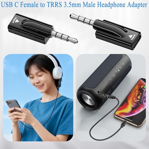 QIANRENON USB C to 3.5mm Headphone Adapter USB C Female to TRRS 3.5mm Male Audio Connector Type C to 4 Pole 1/8 Headset Plug Converter DAC Decoding, for AUX Car Audio Mobile Phone Computer, 2Pcs in Saudi Arabia