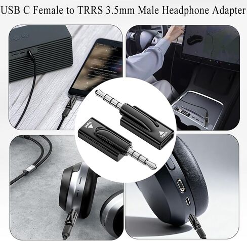 QIANRENON USB C to 3.5mm Headphone Adapter USB C Female to TRRS 3.5mm Male Audio Connector Type C to 4 Pole 1/8 Headset Plug Converter DAC Decoding, for AUX Car Audio Mobile Phone Computer, 2Pcs in Saudi Arabia