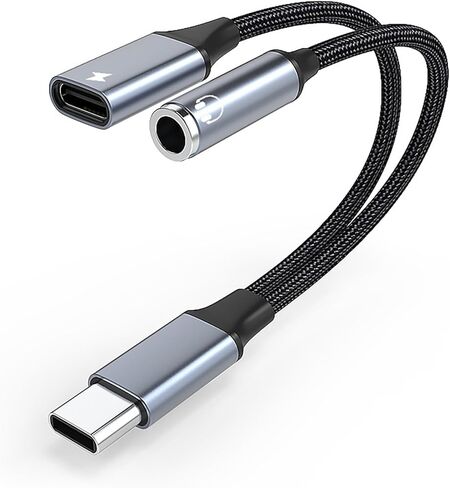 USB C to 3.5mm Audio Adapter, DAC Audio Converter and 60W PD Fast Charge，2-in1 Headphone Jack for iPhone 15/15 Pro, iPad Pro, Samsung Galaxy, Gaming, Car Aux​ in Saudi Arabia