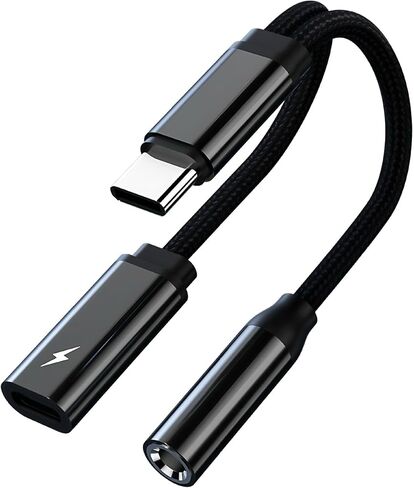 USB C to 3.5mm Audio Adapter, DAC Audio Converter and 60W PD Fast Charge，2-in1 Headphone Jack for iPhone 15/15 Pro, iPad Pro, Samsung Galaxy, Gaming, Car Aux​ in Saudi Arabia