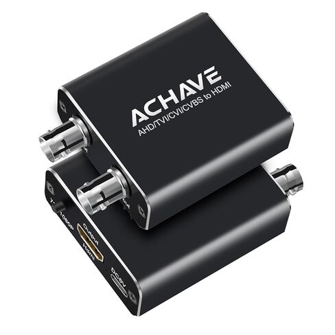 محول ACHAVE AHD/TVI/CVI/CVBS إلى HDMI، محول BNC إلى HDMI، معدن أسود، دقة 720P/1080P، دعم فيديو متعدد التنسيقات لـ 3MP/4MP/5MP/8MP، مخرج حلقة، نظام مراقبة الأمان in Kuwait