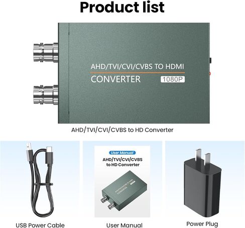 AHD/TVI/CVI/CVBS to HDMI Adapter (with Loop Out), BNC to HDMI Converter for Monitor HDTV DVRs Automatically detects Full HD 720P/1080P/3MP/4MP/5MP/8MP in Saudi Arabia