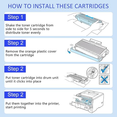 2 Pack TN570 Toner Cartridge + 1 Pack DR510 Drum Unit Replacement Compatible for Brother HL-5140 HL-5150 DCP-8040 DCP-8040D DCP-8045 MFC-8220 MFC-8440 MFC-8640 MFC-8840 Printers in Saudi Arabia