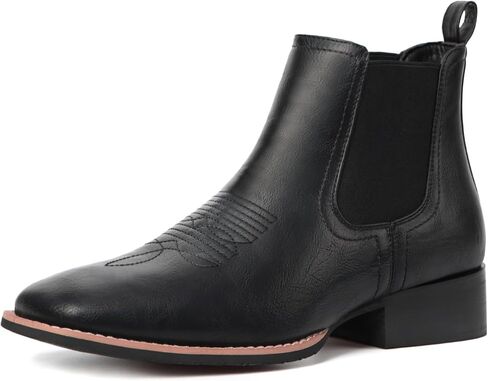 Cowboy Boots For Men Square Toe Ankle Western Boots Retro Slip On Chelsea Boot Casual Dress Boot in Saudi Arabia