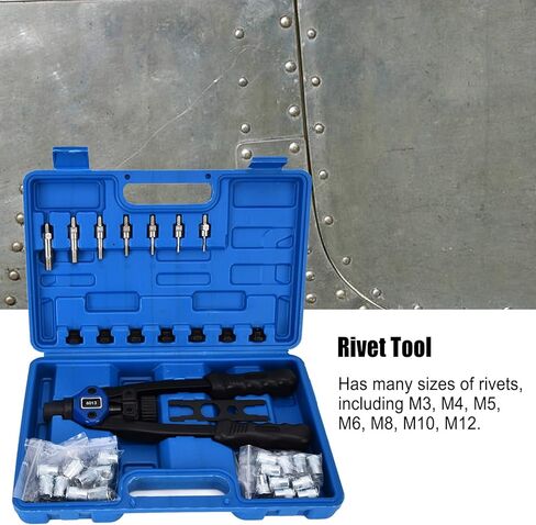 Rivet Gun Set 126Pcs Hand Riveter Manual Riveting Tool Kit with 110Pcs Rivets Auto Locking Hex Socket for Home Repair Auto Maintenance Industrial Use Stainless Steel in Saudi Arabia