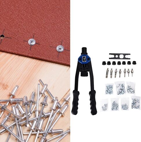 Rivet Gun Set 126Pcs Hand Riveter Manual Riveting Tool Kit with 110Pcs Rivets Auto Locking Hex Socket for Home Repair Auto Maintenance Industrial Use Stainless Steel in Saudi Arabia