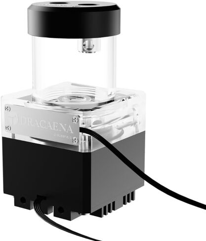dracaena.io High Flow 650L/H PC Water Pump Combo with Colorful LED and 65ml 50mm (1.9in) Reservoir – 12W, 0.7A, 65mm x 65mm x 115mm (2.6 x 2.6 x 4.5in), Black in Saudi Arabia