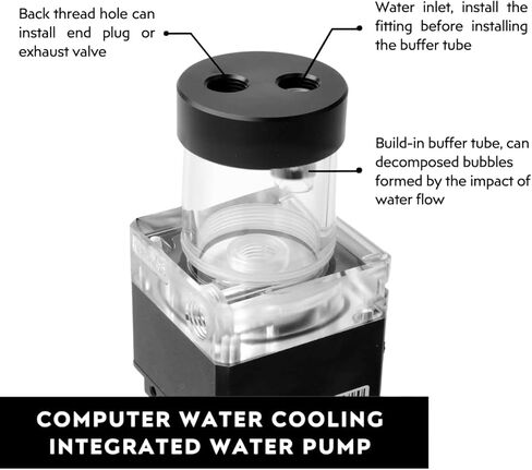 dracaena.io High Flow 650L/H PC Water Pump Combo with Colorful LED and 65ml 50mm (1.9in) Reservoir – 12W, 0.7A, 65mm x 65mm x 115mm (2.6 x 2.6 x 4.5in), Black in Saudi Arabia