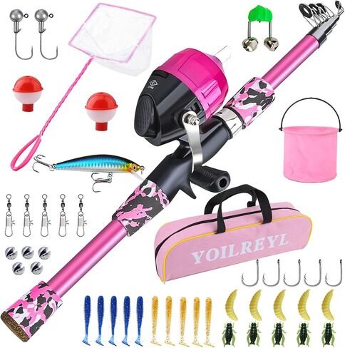 Portable Telescopic Fishing Rod and Reel Combos Glass Fibre Telescopic Fishing Pole with Reel Combo Sea Fishing Rod Kit Suitable for Beginners and Teenagers in Saudi Arabia