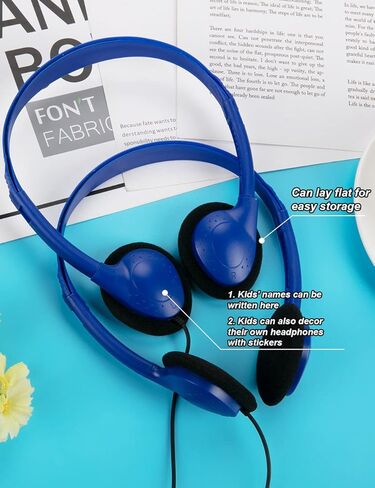 16 Pack Headphones Bulk for Classrooms School Student Wired Headsets On-Ear Class Set Earphones 8 Colors Individually Bagged in Kuwait