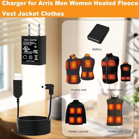 شاحن USB للرجال والنساء من Arris سترة صوف ساخنة ملابس متوافقة مع سلك محول طاقة بطارية Arris 7.4 فولت 7500 مللي أمبير في الساعة in Saudi Arabia