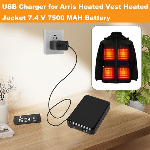 شاحن USB للرجال والنساء من Arris سترة صوف ساخنة ملابس متوافقة مع سلك محول طاقة بطارية Arris 7.4 فولت 7500 مللي أمبير في الساعة in Saudi Arabia