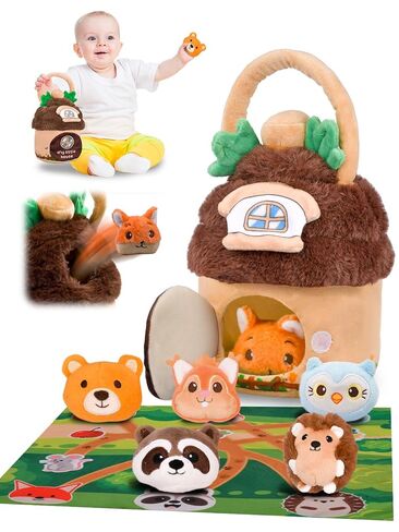 ألعاب الأطفال من 6 إلى 12 شهرًا، مجموعة منزل حيوانات المزرعة المحشوة بخريطة، حيوانات المزرعة المحشوة بالبندق، ألعاب مونتيسوري للأطفال الرضع الحسية، هدية للأطفال من عمر 1-3 سنوات in Kuwait