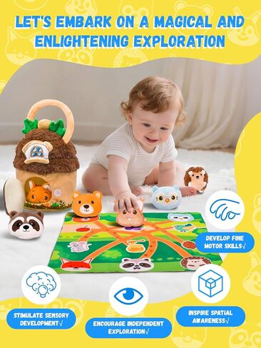 ألعاب الأطفال من 6 إلى 12 شهرًا، مجموعة منزل حيوانات المزرعة المحشوة بخريطة، حيوانات المزرعة المحشوة بالبندق، ألعاب مونتيسوري للأطفال الرضع الحسية، هدية للأطفال من عمر 1-3 سنوات in Kuwait