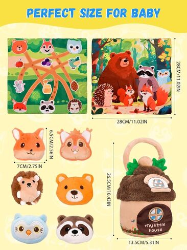ألعاب الأطفال من 6 إلى 12 شهرًا، مجموعة منزل حيوانات المزرعة المحشوة بخريطة، حيوانات المزرعة المحشوة بالبندق، ألعاب مونتيسوري للأطفال الرضع الحسية، هدية للأطفال من عمر 1-3 سنوات in Kuwait