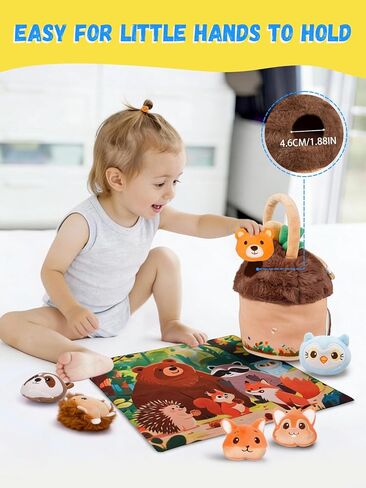 ألعاب الأطفال من 6 إلى 12 شهرًا، مجموعة منزل حيوانات المزرعة المحشوة بخريطة، حيوانات المزرعة المحشوة بالبندق، ألعاب مونتيسوري للأطفال الرضع الحسية، هدية للأطفال من عمر 1-3 سنوات in Kuwait