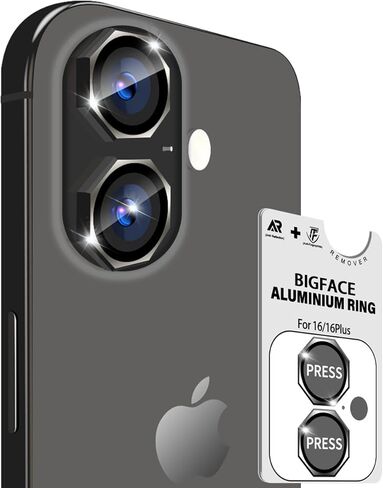 BIGFACE for iPhone 17 Pro Max/17 Pro/16 Pro Max/16 Pro/15 Pro Max/15 Pro/14 Pro Max/14 Pro [Octagon] Camera Lens Protector - 9H Tempered Glass & Metal Camera Cover, HD View w/Night Shoot(Silvery) in Saudi Arabia
