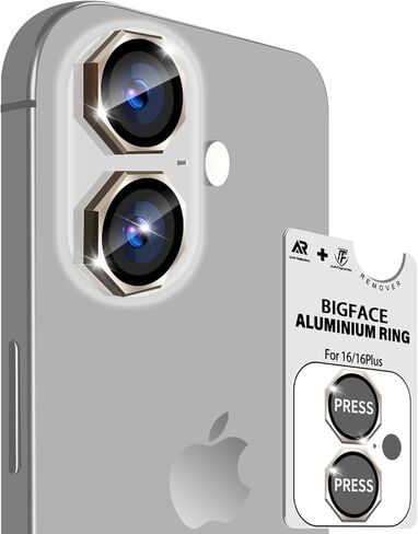 BIGFACE for iPhone 17 Pro Max/17 Pro/16 Pro Max/16 Pro/15 Pro Max/15 Pro/14 Pro Max/14 Pro [Octagon] Camera Lens Protector - 9H Tempered Glass & Metal Camera Cover, HD View w/Night Shoot(Silvery) in Saudi Arabia