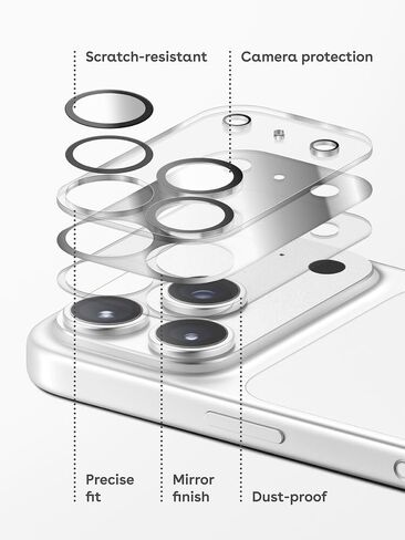 واقي عدسة الكاميرا CASETiFY مرآة [سهل الاستخدام/مقاوم للخدش] لهاتف iPhone 17 Pro Max - فضي in Saudi Arabia
