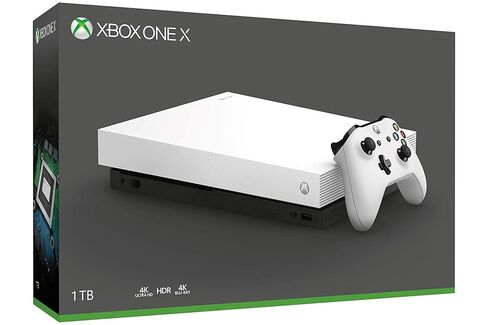 وحدة تحكم ألعاب Microsoft Xbox One X سعة 1 تيرابايت ذات الحالة الصلبة إصدار محدود باللون الأبيض مع وحدة تحكم لاسلكية - 4K أصلية - HDR - معززة بواسطة وحدة المعالجة المركزية Scorpio وSSD السريع (متجدد) in Kuwait