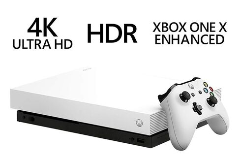 وحدة تحكم ألعاب Microsoft Xbox One X سعة 1 تيرابايت ذات الحالة الصلبة إصدار محدود باللون الأبيض مع وحدة تحكم لاسلكية - 4K أصلية - HDR - معززة بواسطة وحدة المعالجة المركزية Scorpio وSSD السريع (متجدد) in Kuwait