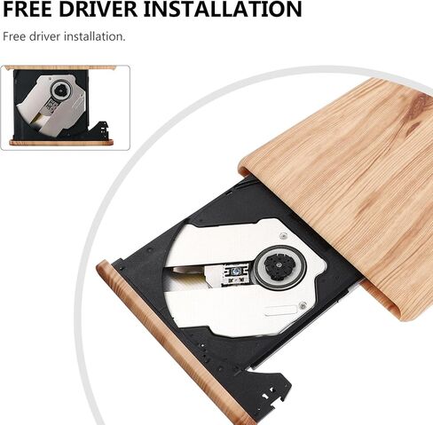 محرك أقراص DVD خارجي USB 3.0 من Wood Grain وموقد أقراص DVD مع نوع C للكمبيوتر المحمول وكاتب الأقراص الضوئية المحمول المتوافق مع Windows والأنظمة in Kuwait