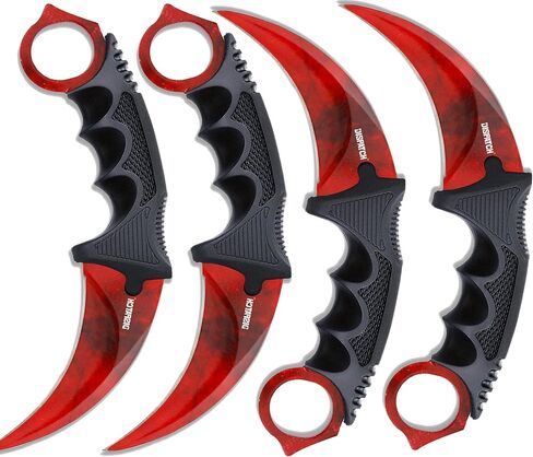 أداة تخييم تكتيكية بشفرة ثابتة من Dispatch Karambit، سكين صيد خارجي مزود بغمد وحبل، مناسبة للمشي لمسافات طويلة والمغامرة والبقاء على قيد الحياة والتجميع والنمط الأزرق in Saudi Arabia